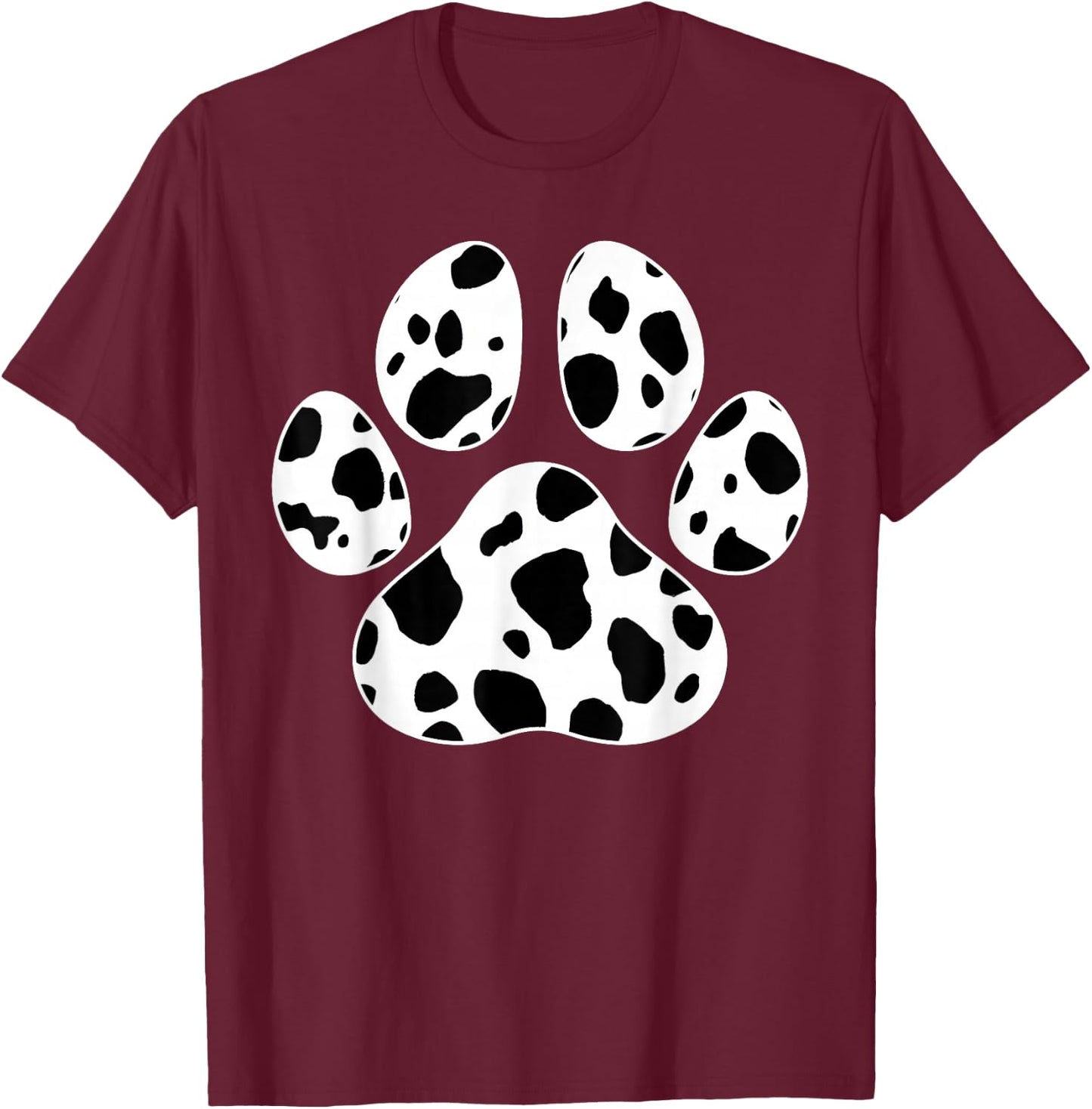 Cat Paw Print Cute Animal Cow Pattern Dog Lover Cow Print T-Shirt - T-Shirt | Maroon