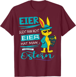 Funny Easter Bunny Frohe Ostern Rabbit Easter Eggs Search Man T-Shirt - T-Shirt | Maroon