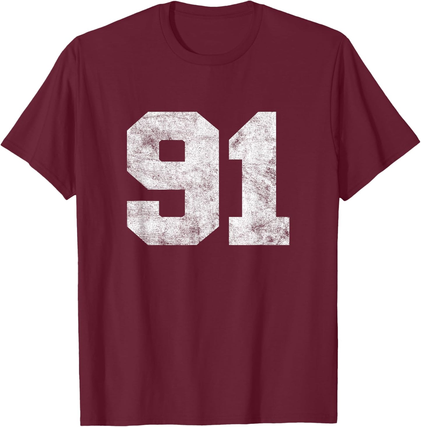 Vintage Lucky Number 91 Birthday Sports Player Team Athlete T-Shirt - T-Shirt | Maroon