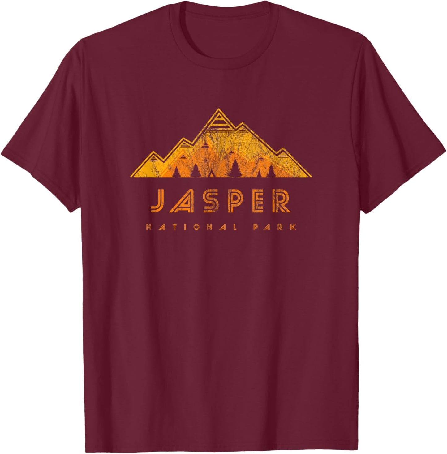 Jasper National Park Retro T-Shirt - T-Shirt | Maroon