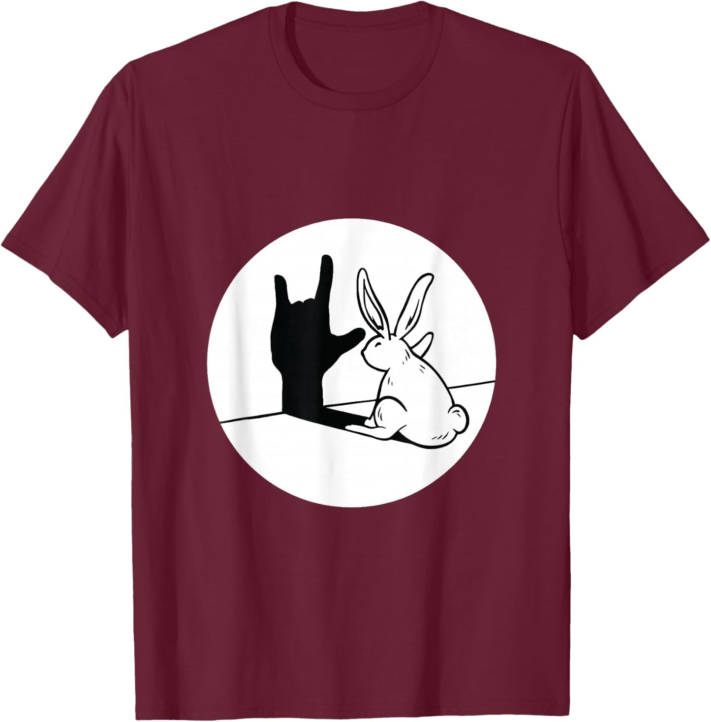 ILY Rabbit ASL Hand Gesture Deaf Hearing Loss Awareness T-Shirt - T-Shirt | Maroon