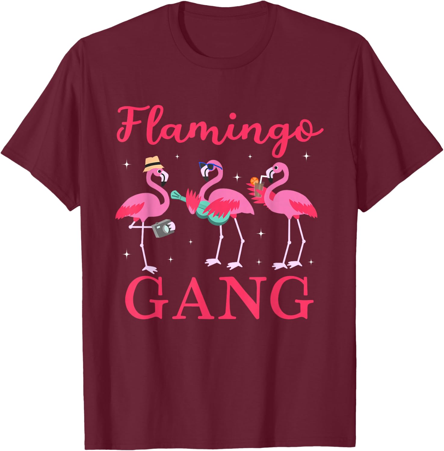 Flamingo Gang Funny Flamingo Holiday and JGA T-Shirt - T-Shirt | Maroon