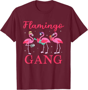 Flamingo Gang Funny Flamingo Holiday and JGA T-Shirt - T-Shirt | Maroon