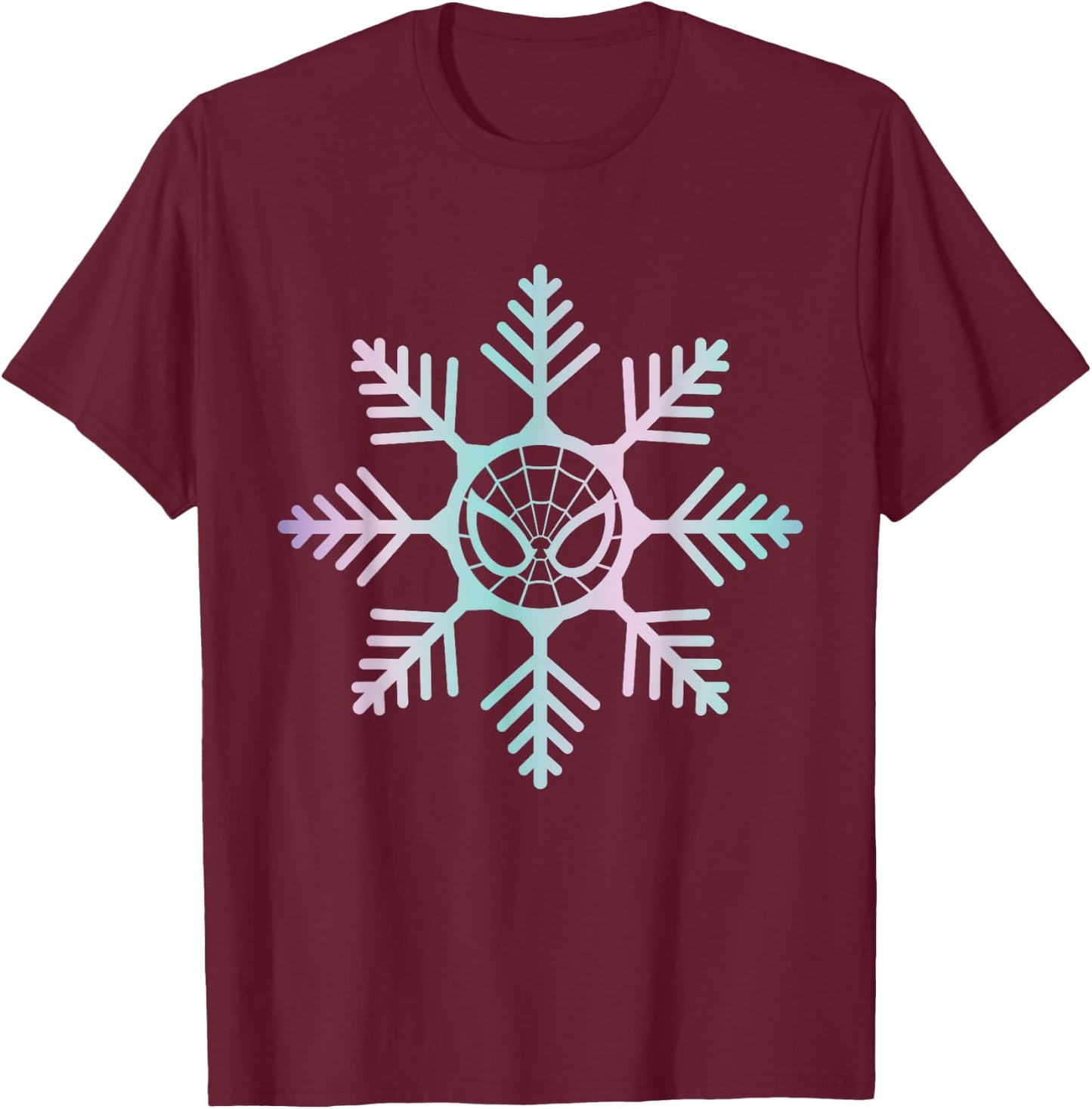Marvel Spider-Man Winter Holiday Snowflake Logo T-Shirt - T-Shirt | Maroon