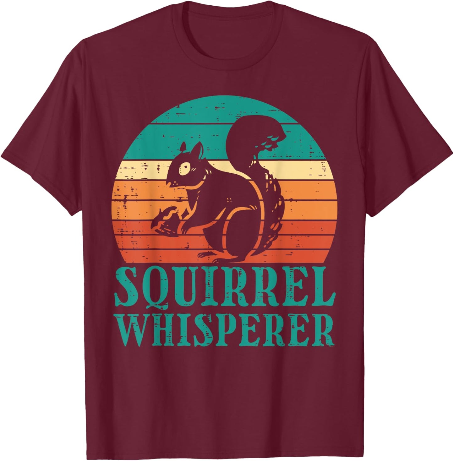 Squirrel Whisperer Sunset Retro Rodent Women Men Kids Youth T-Shirt - T-Shirt | Maroon