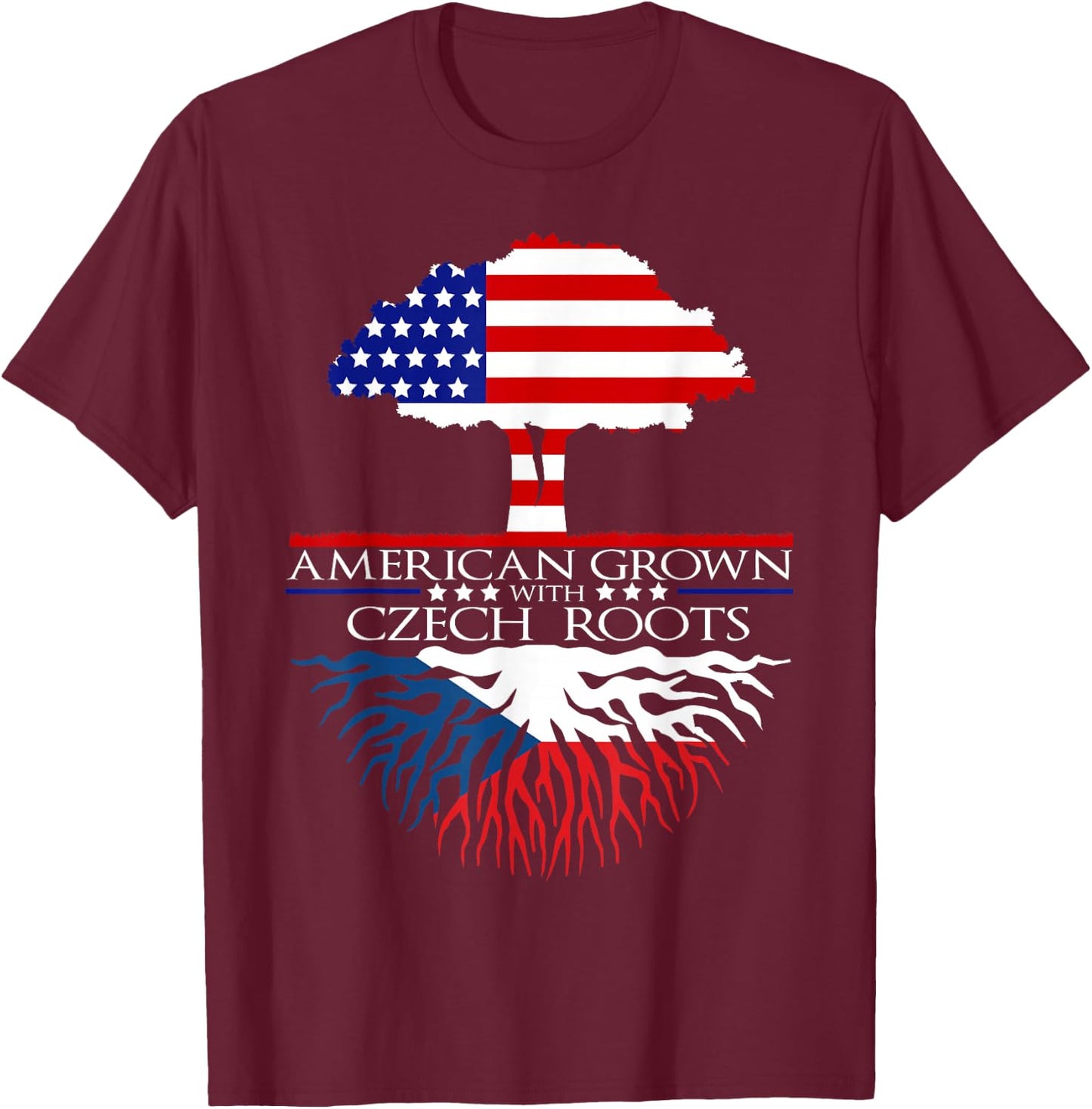 InGENIUS American Czech Ancestry Gifts Czech Roots US Czechoslovakia European Flag T-Shirt - T-Shirt | Maroon
