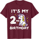 Its My 2nd Birthday Unicorn 2 Year Bday Toddler Girls Kids T-Shirt - T-Shirt | Maroon