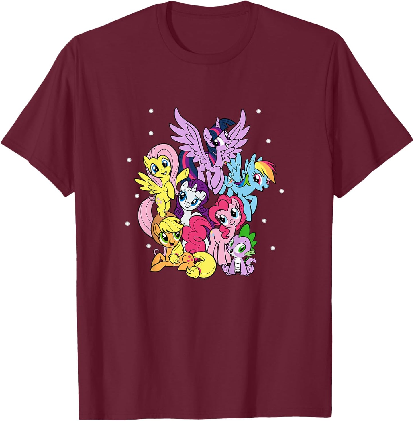 Kinder My Little Pony: Friendship Is Magic Main Cast Group Shot T-Shirt - T-Shirt | Maroon