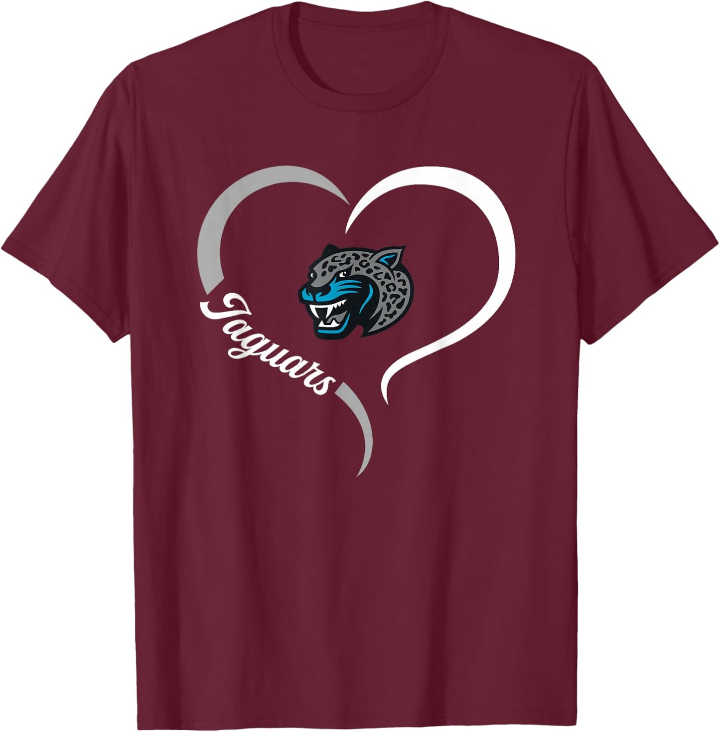 Seckinger Jaguars Logo Half Heart Slogan HS T-Shirt - T-Shirt | Maroon