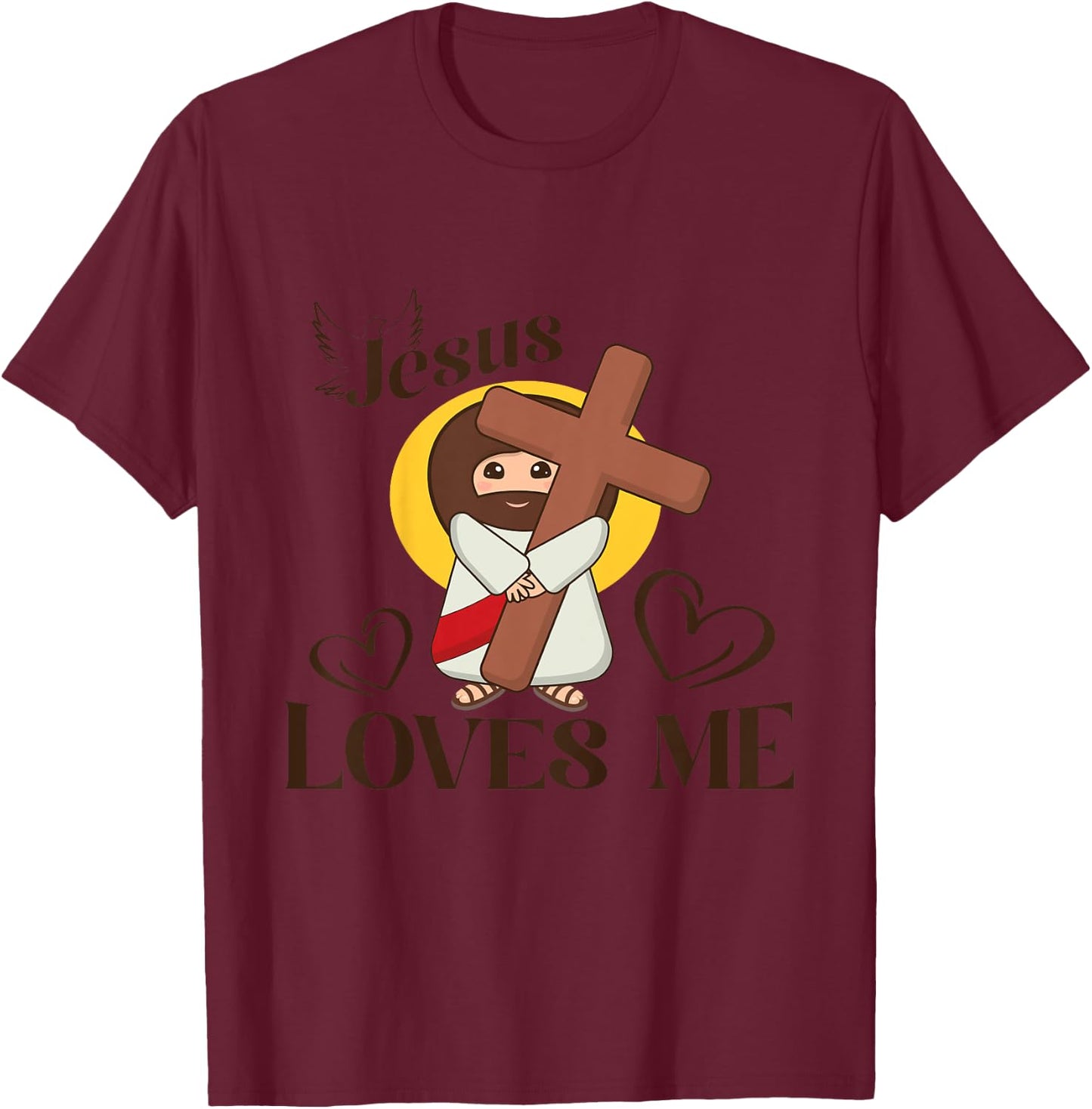 Kids Christian Jesus Loves Me, Christian God Lover T-Shirt - T-Shirt | Maroon