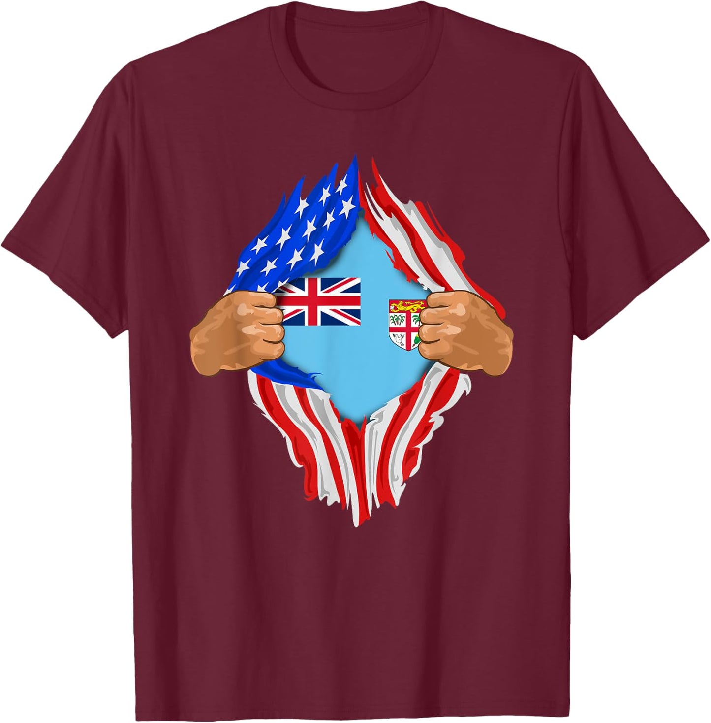 Fijian Blood Inside Me | Fiji Flag Gift T-Shirt - T-Shirt | Maroon