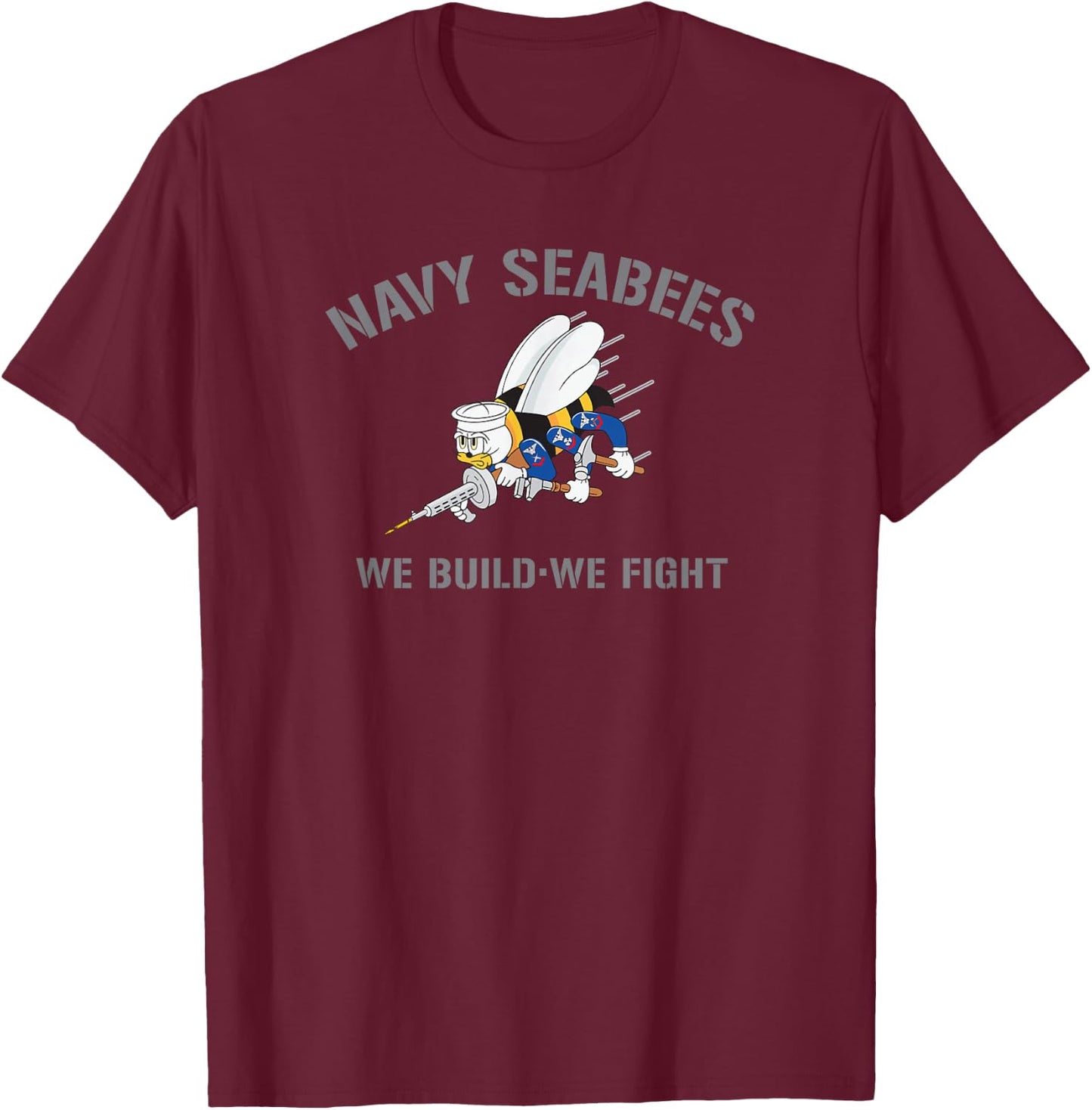 Navy Seabees WE Build - WE Fight T-Shirt - T-Shirt | Maroon