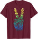 Colorful Birds ASL Finger & Hand Sign Language Peace T-Shirt - T-Shirt | Maroon
