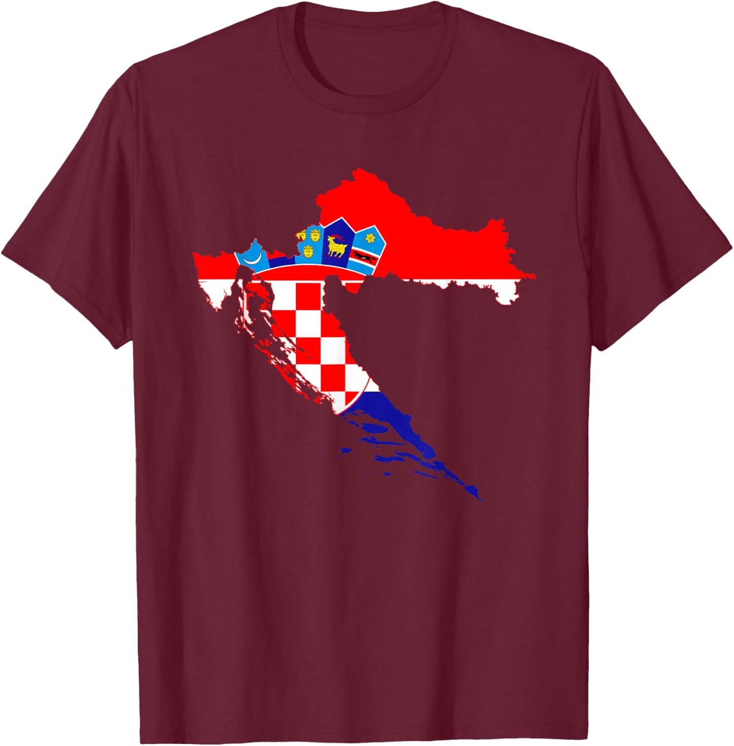 Kroatien Flagge Hrvatska Land Kroate Kroatisch Deko Croatia T-Shirt - T-Shirt | Maroon