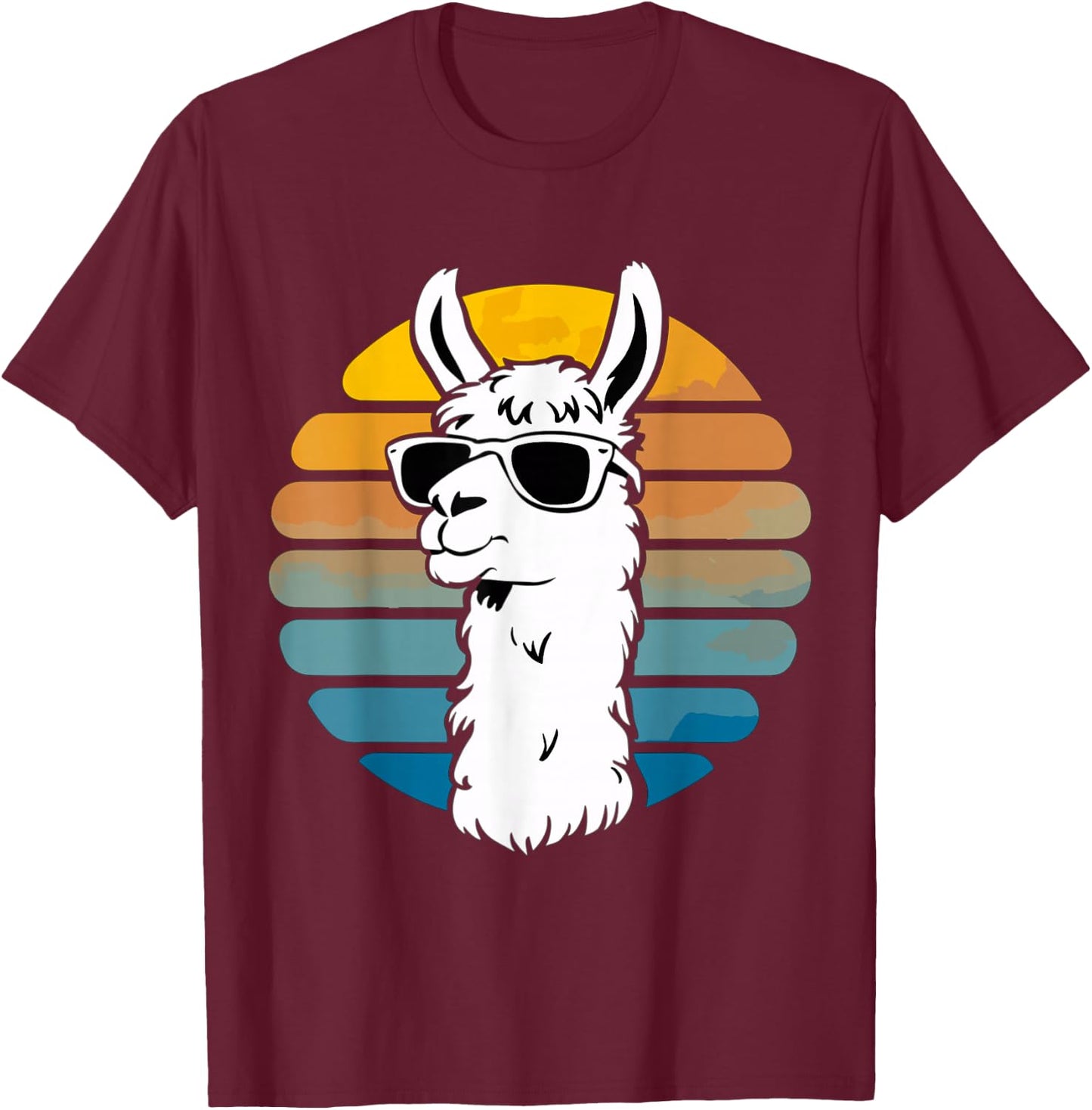Funny Llama Sunglasses T-Shirt - T-Shirt | Maroon