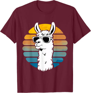 Funny Llama Sunglasses T-Shirt - T-Shirt | Maroon