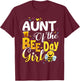 Aunt Of The Bee Day Girl Funny Bee Birthday Party T-Shirt - T-Shirt | Maroon