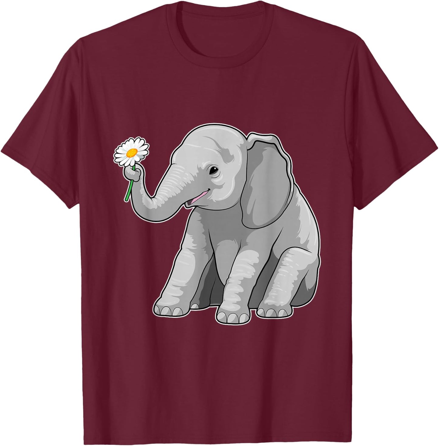 Elephant Daisy T-Shirt - T-Shirt | Maroon