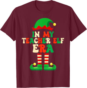 In My Teacher Elf Era Matching Family Christmas Party Pajama T-Shirt - T-Shirt | Maroon