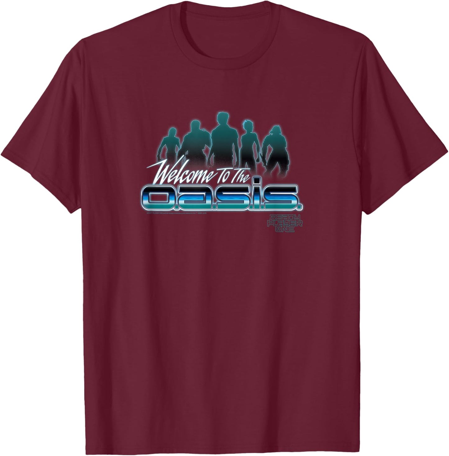 Ready Player One Welcome To The Oasis Text T-Shirt - T-Shirt | Maroon