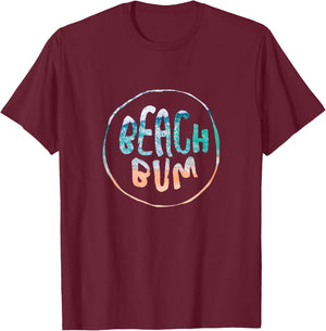Beach Bum Summer Sandy Ocean Vibes and Waves Surfing T-Shirt - T-Shirt | Maroon