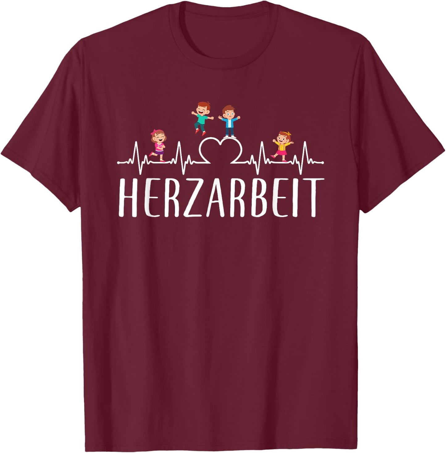 Herzarbeit with German Text "Erehrin Kindergarten Design [German Language], black T-Shirt - T-Shirt | Maroon