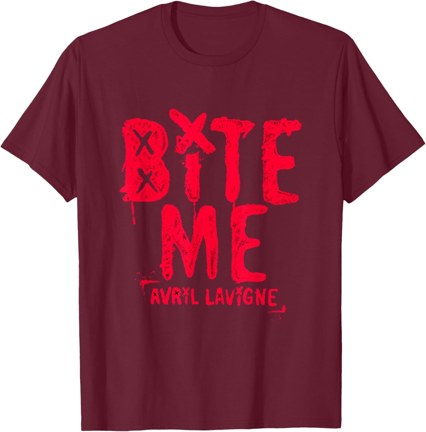 Offizielles Avril Lavigne Red Bite Me T-Shirt - T-Shirt | Maroon