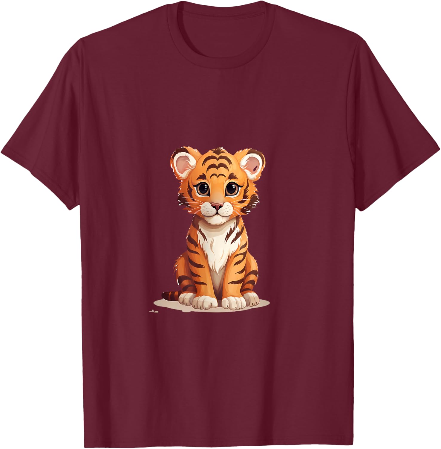 Cute Tiger Baby Animal , black T-Shirt - T-Shirt | Maroon