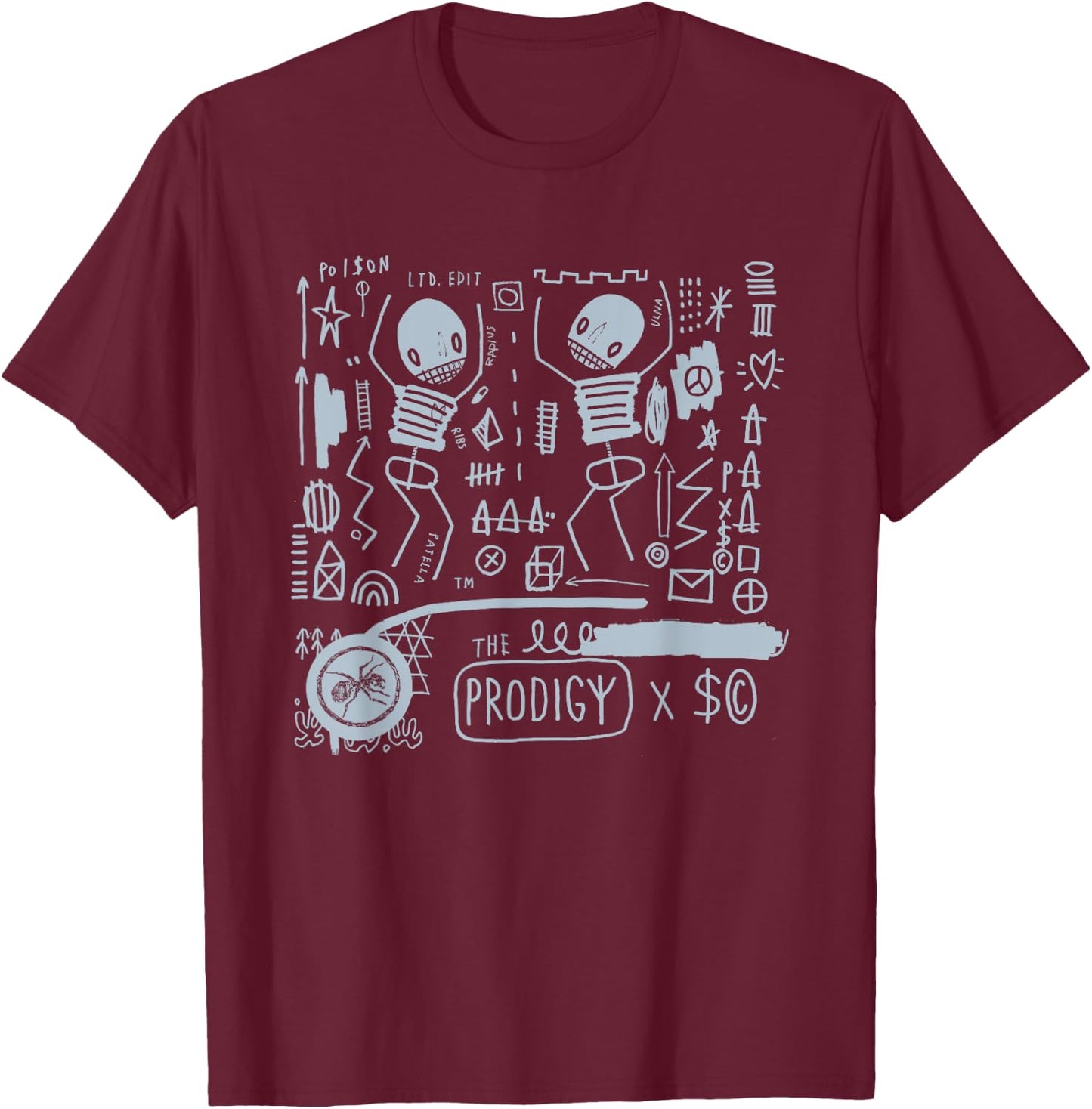 The Prodigy X Skeleton Cardboard T-Shirt - T-Shirt | Maroon