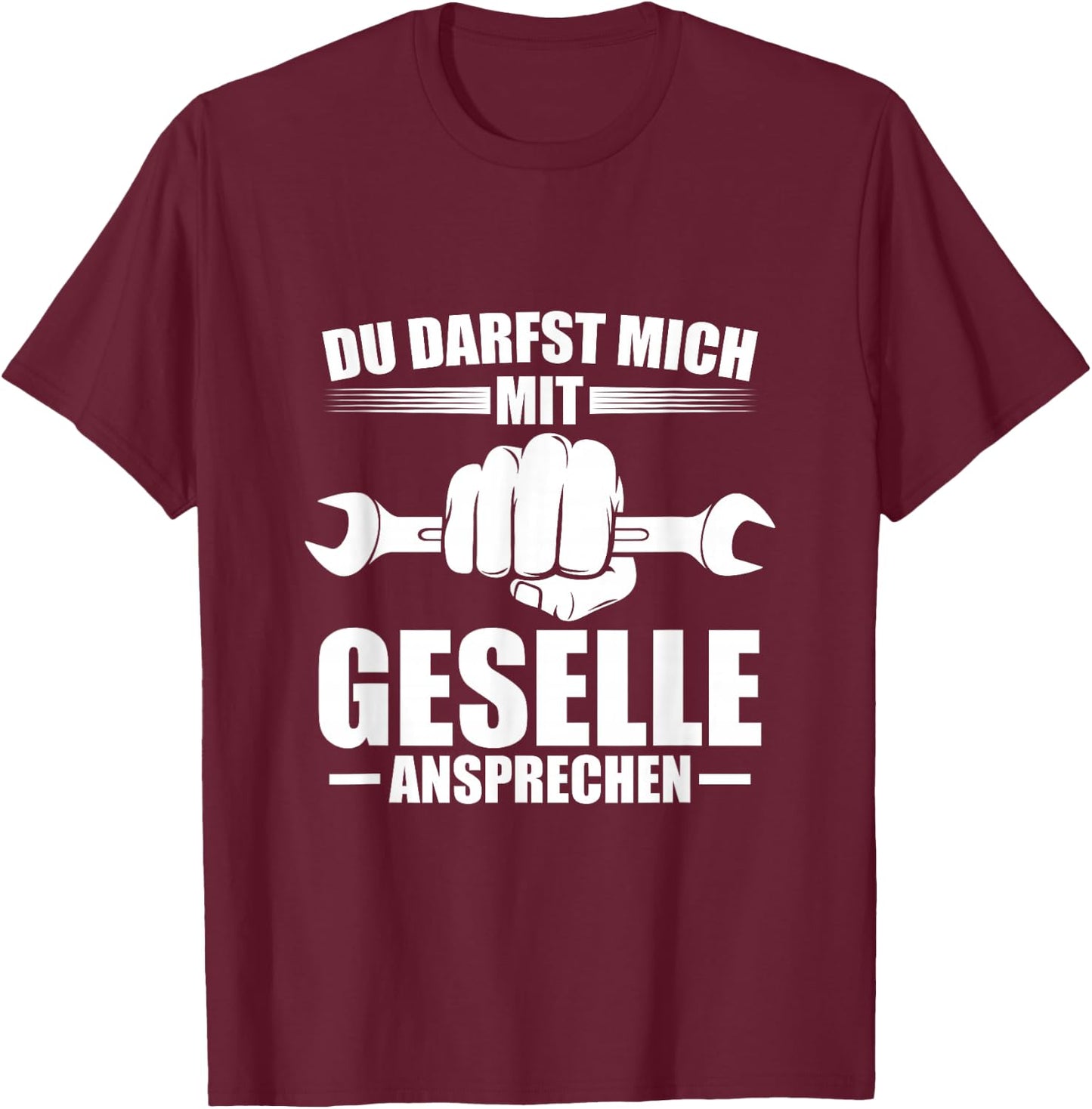 Men's with German Text "Bestandene Gesell" [German Language], black, s T-Shirt - T-Shirt | Maroon