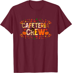 Thankful Cafeteria Crew Fall Autumn Pumpkin Thanksgiving T-Shirt - T-Shirt | Maroon