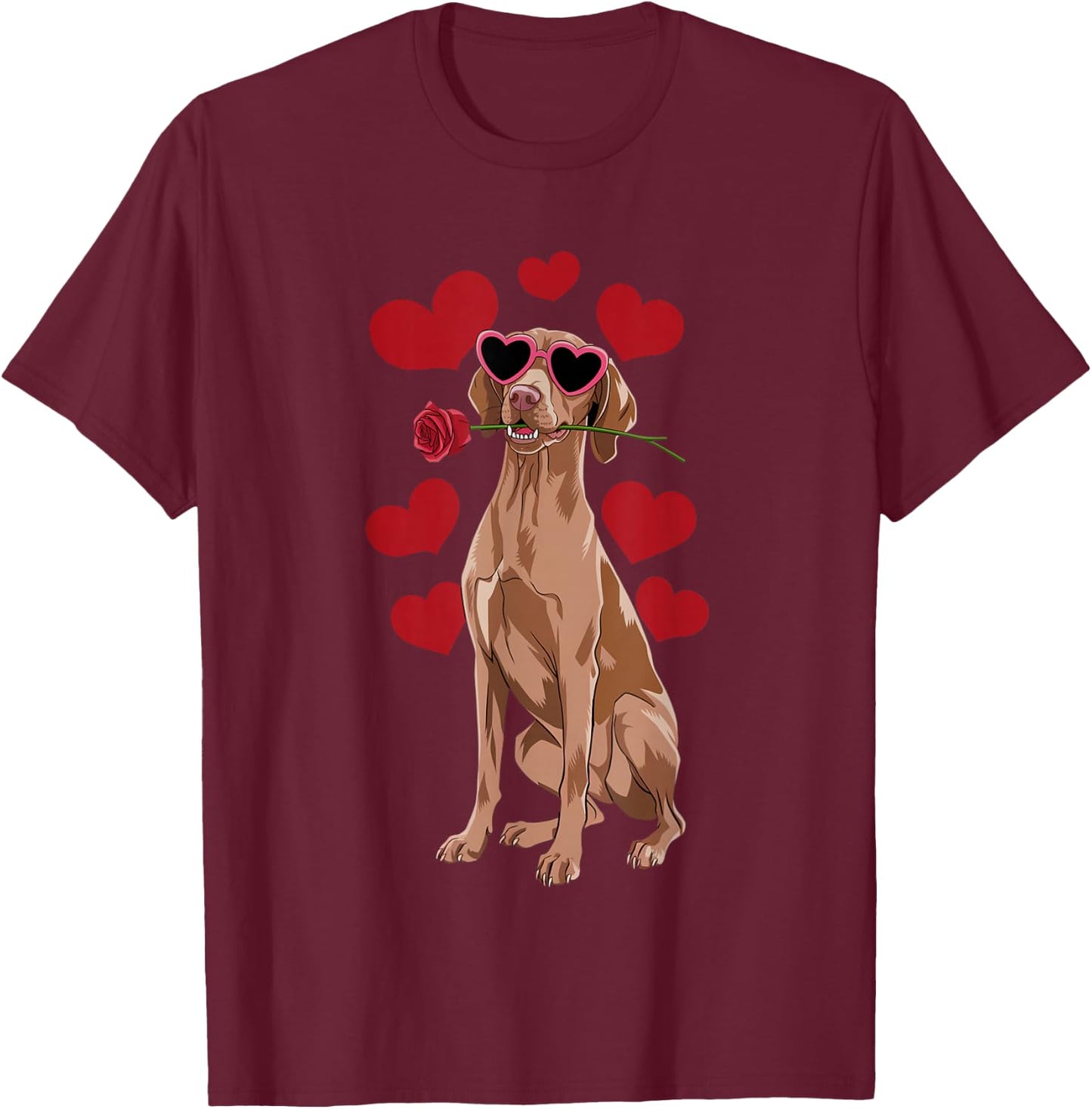 Vizsla Valentines Day Heart Dog Lover T-Shirt - T-Shirt | Maroon