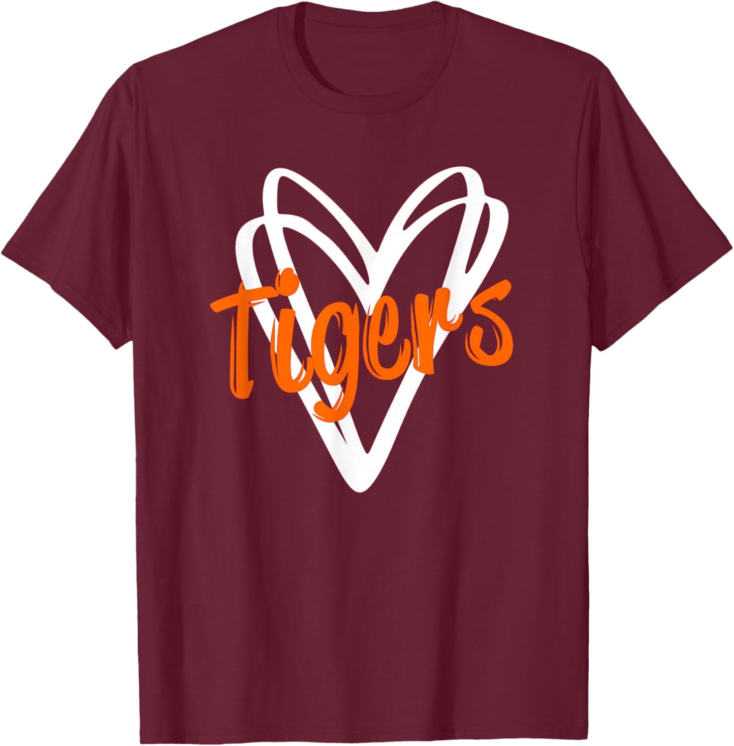 Tigers School Sports Fan Team Spirit Mascot Cute T-Shirt - T-Shirt | Maroon