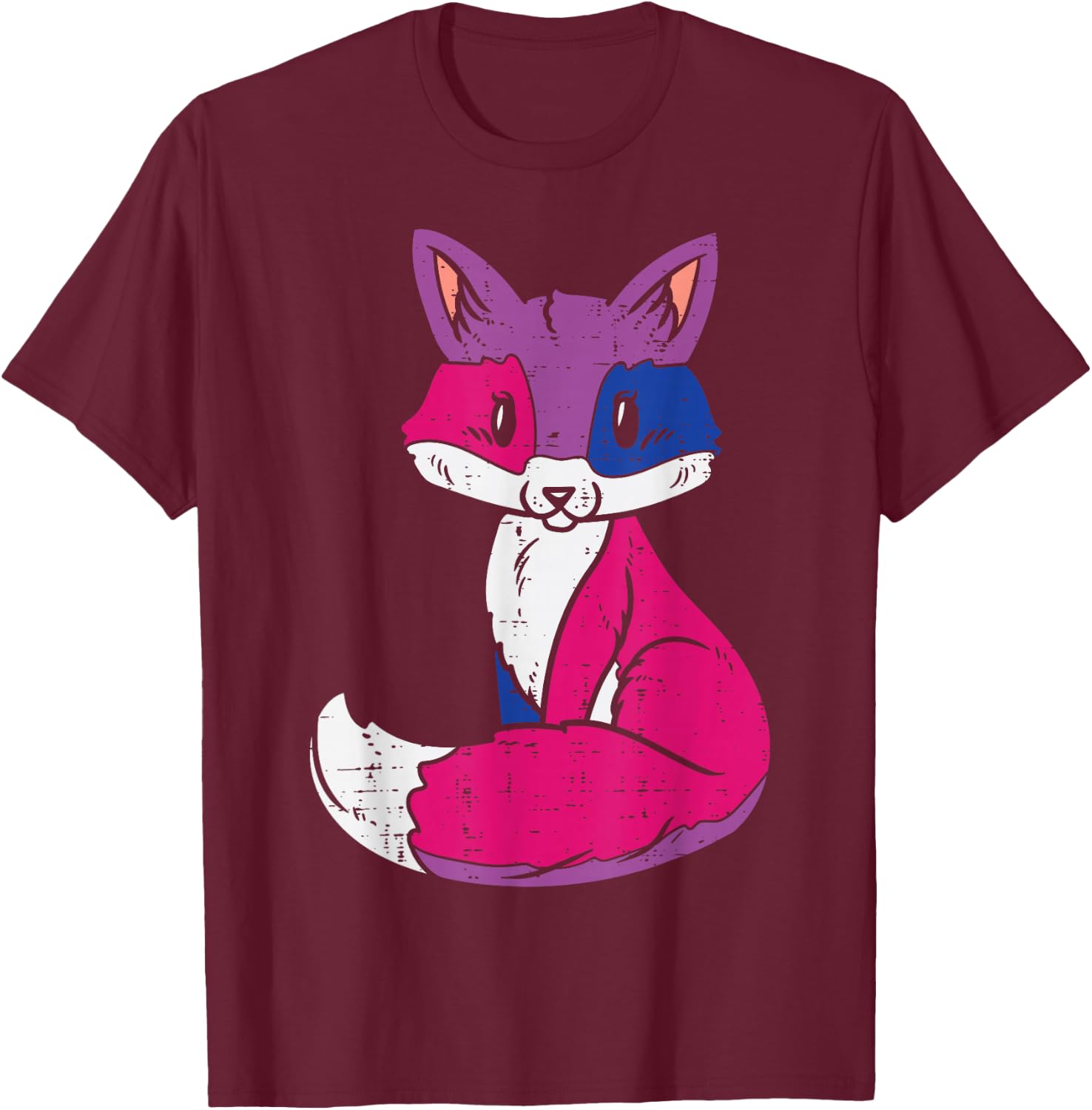 Fox Animal LGBTQ Bisexual Flag Gay Pride Ally Bi Men Women T-Shirt - T-Shirt | Maroon