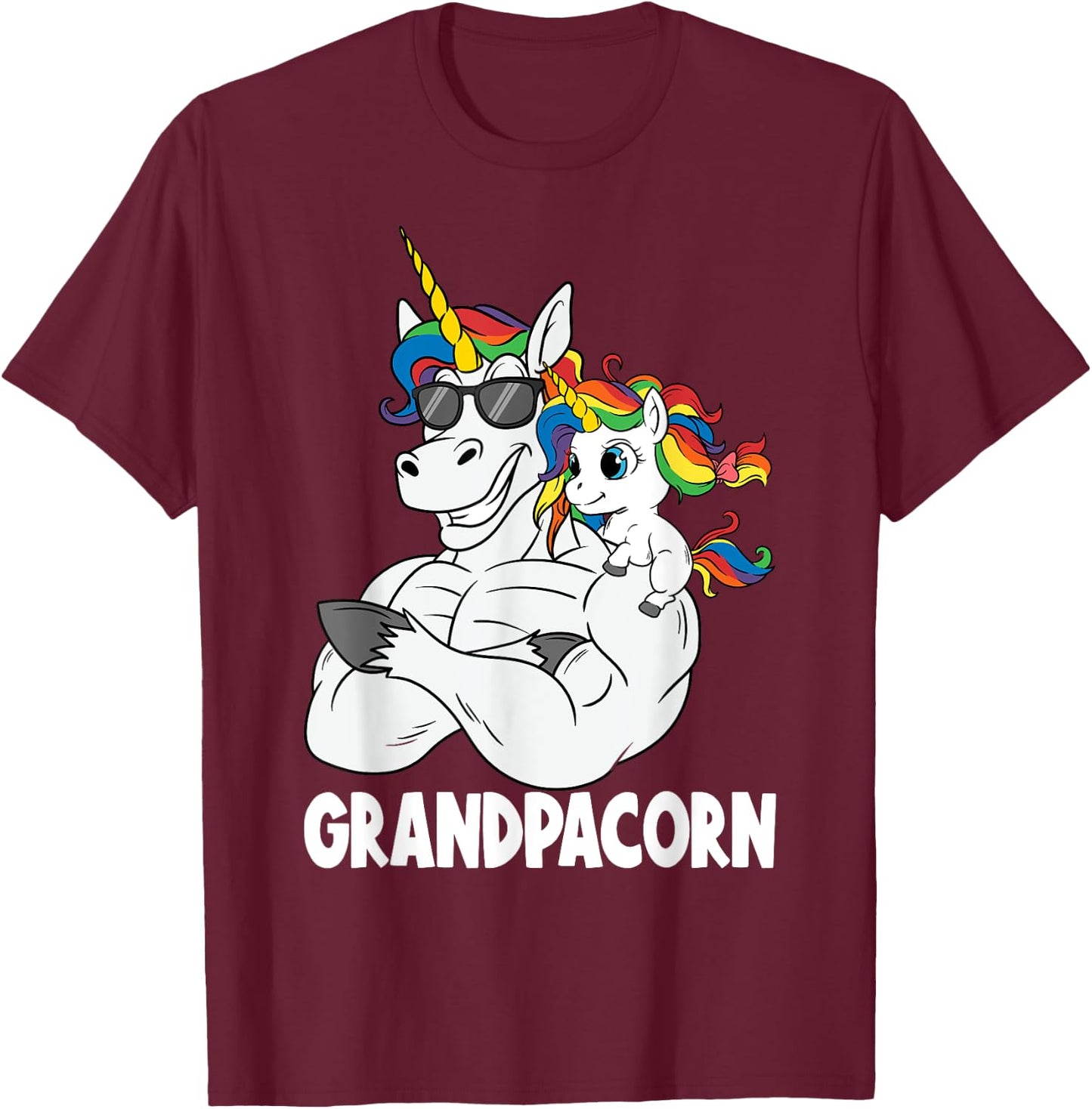 Muscle Grandpa Unicorn Old Pops Grandpacorn Grandfather T-Shirt - T-Shirt | Maroon