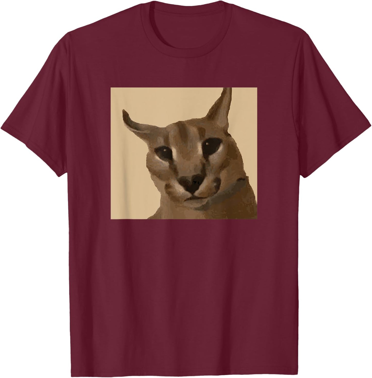 Big Floppa Meme Cat T-Shirt - T-Shirt | Maroon