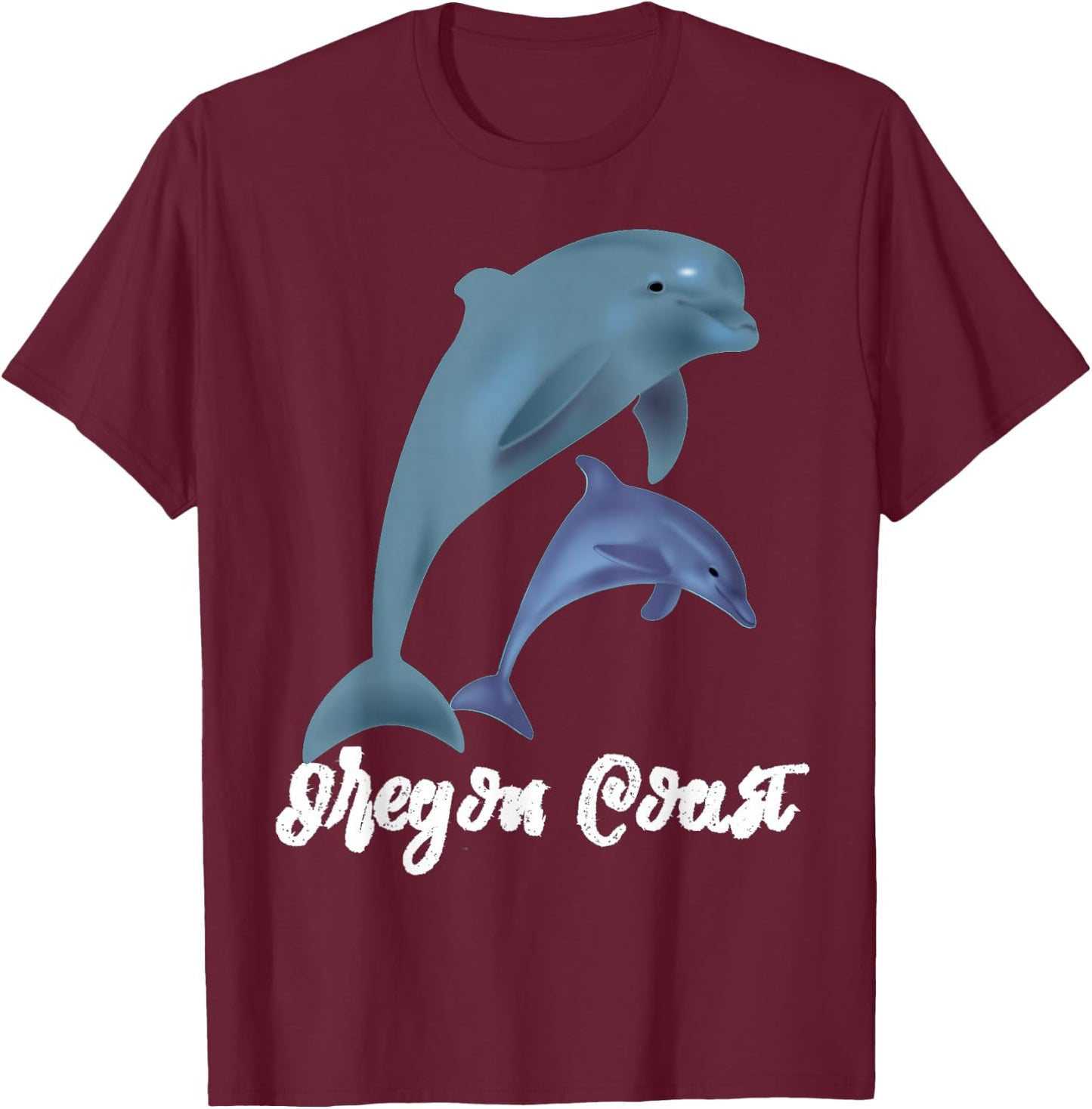 Oregon Coast Souvenir Dolphin PNW gift T-Shirt - T-Shirt | Maroon