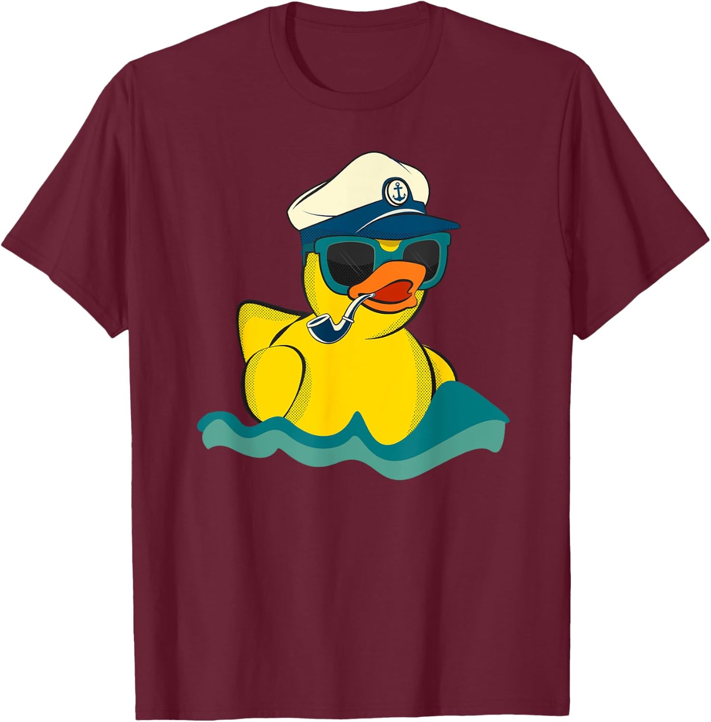 Vintage Yellow Rubber Duck Boat The Captain Duckie Sailor T-Shirt - T-Shirt | Maroon