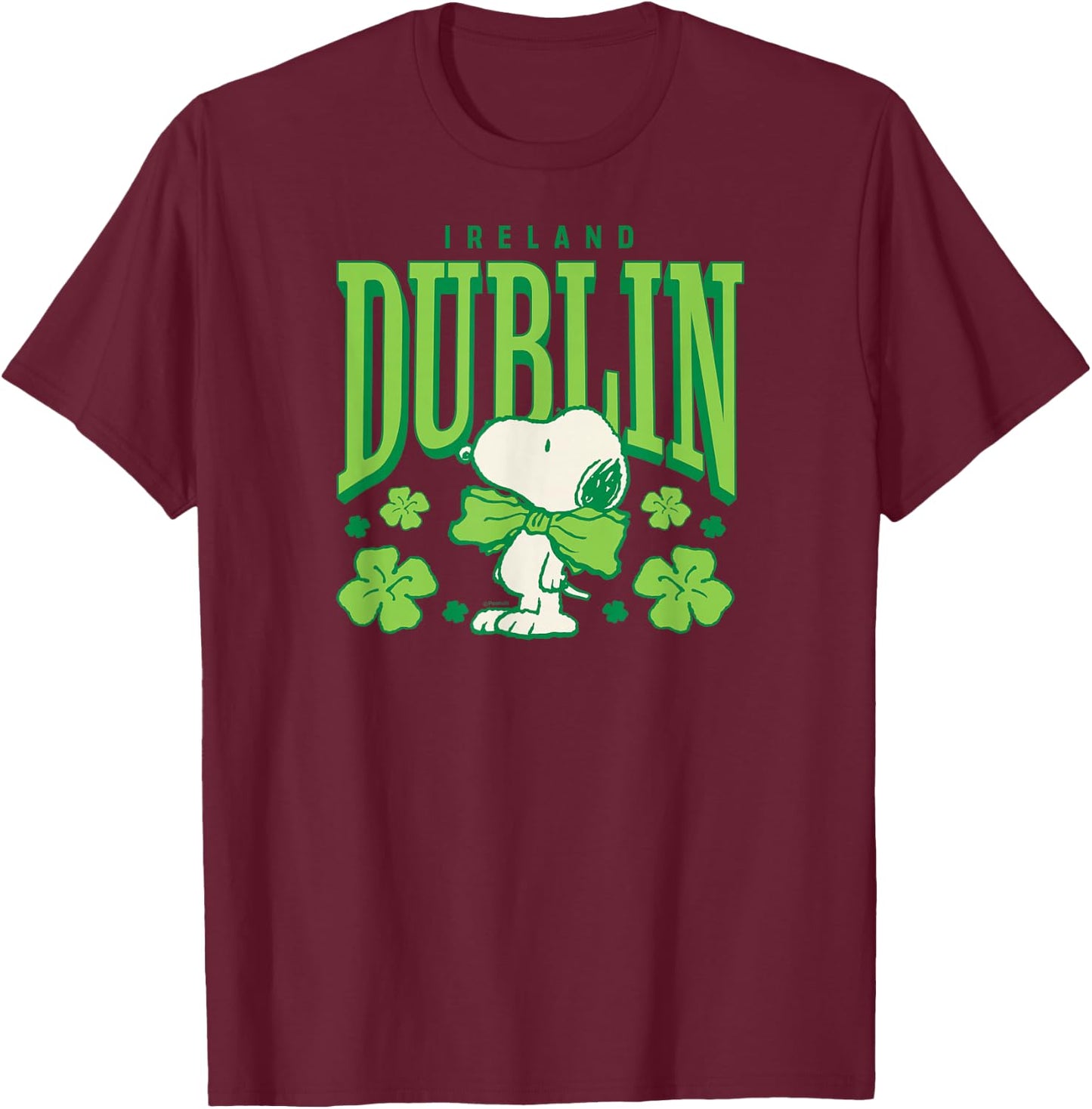 Peanuts - Snoopy St. Patrick's Day Dublin Ireland T-Shirt - T-Shirt | Maroon