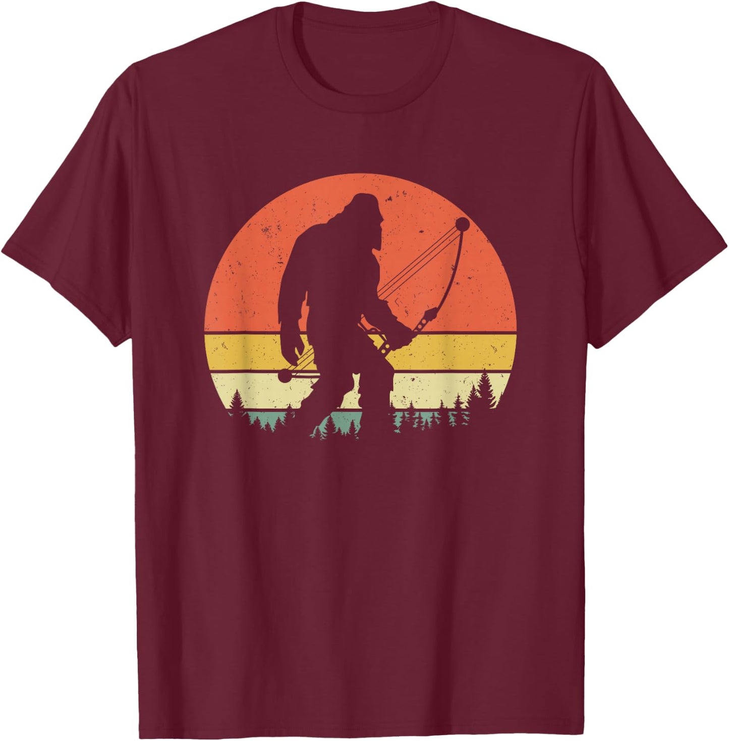 Bigfoot Hunter Arrow - Vintage Sasquatch Bow Hunting Archery T-Shirt - T-Shirt | Maroon