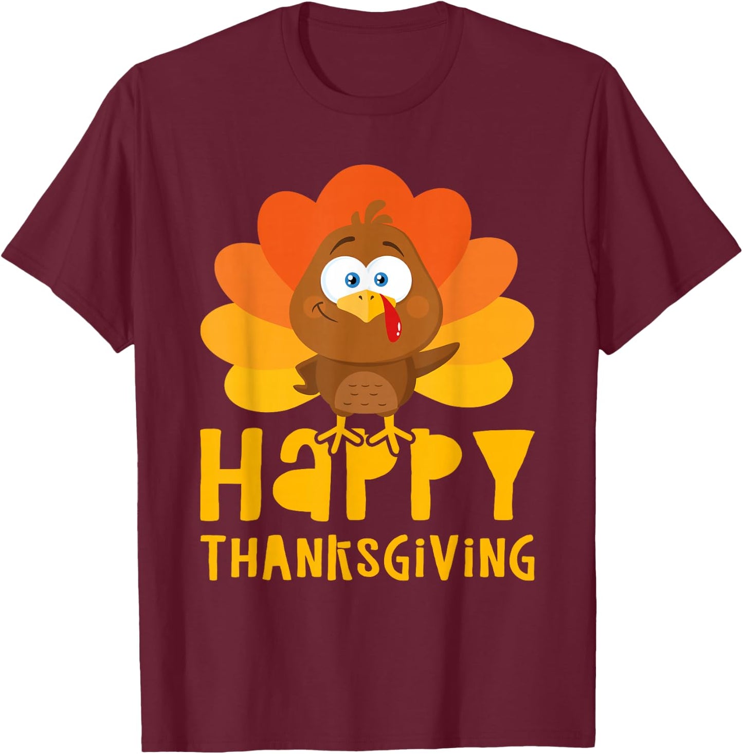 Happy Thanksgiving Shirt Men Women Kids Family Turkey Day T-Shirt - T-Shirt | Maroon