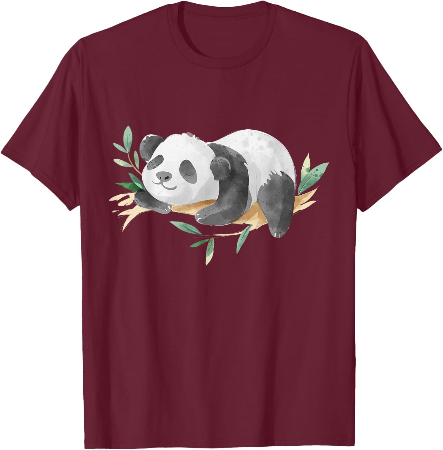 Watercolor Panda T-Shirt - T-Shirt | Maroon