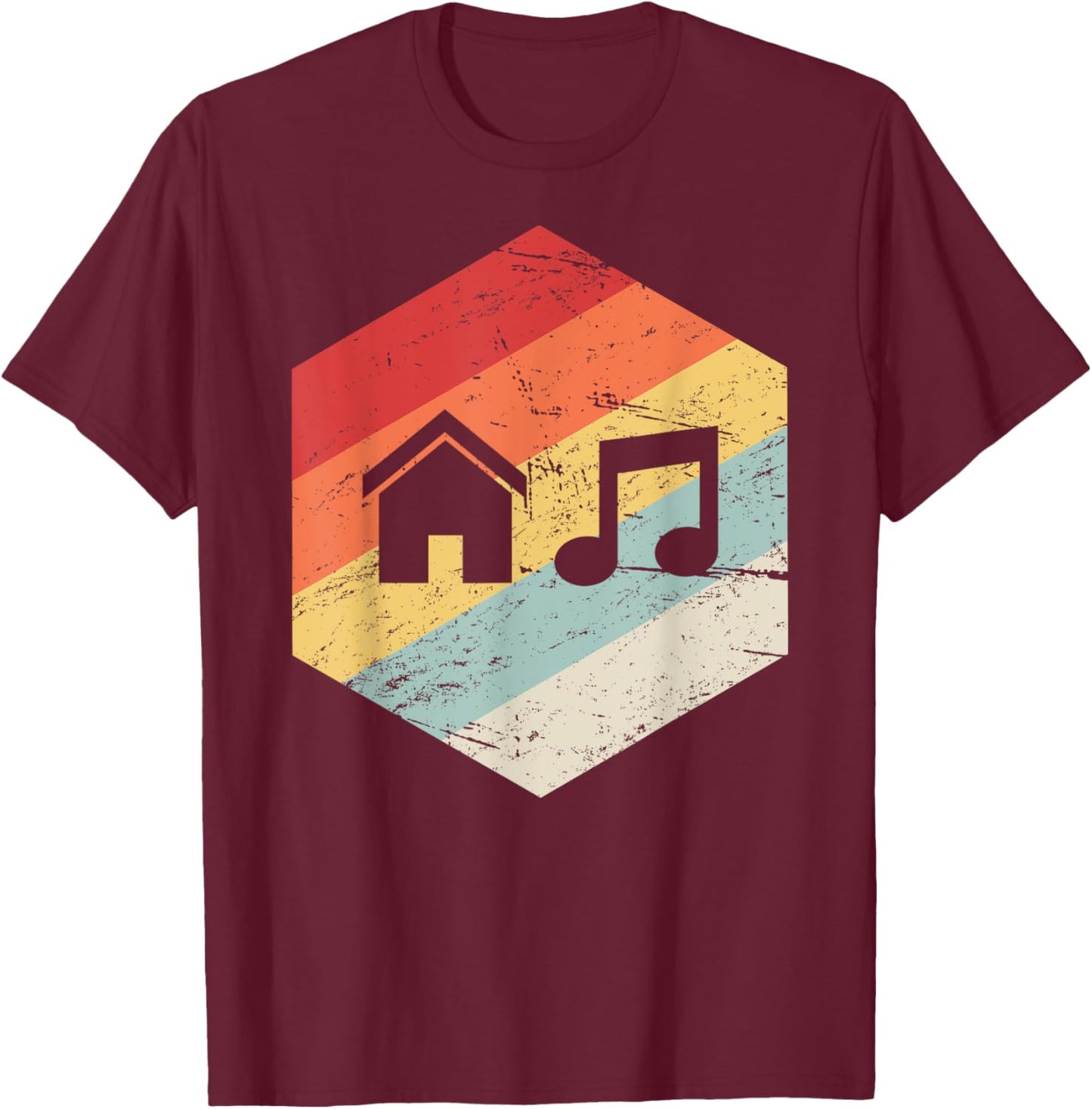 Vintage Retro House Music T-Shirt - T-Shirt | Maroon