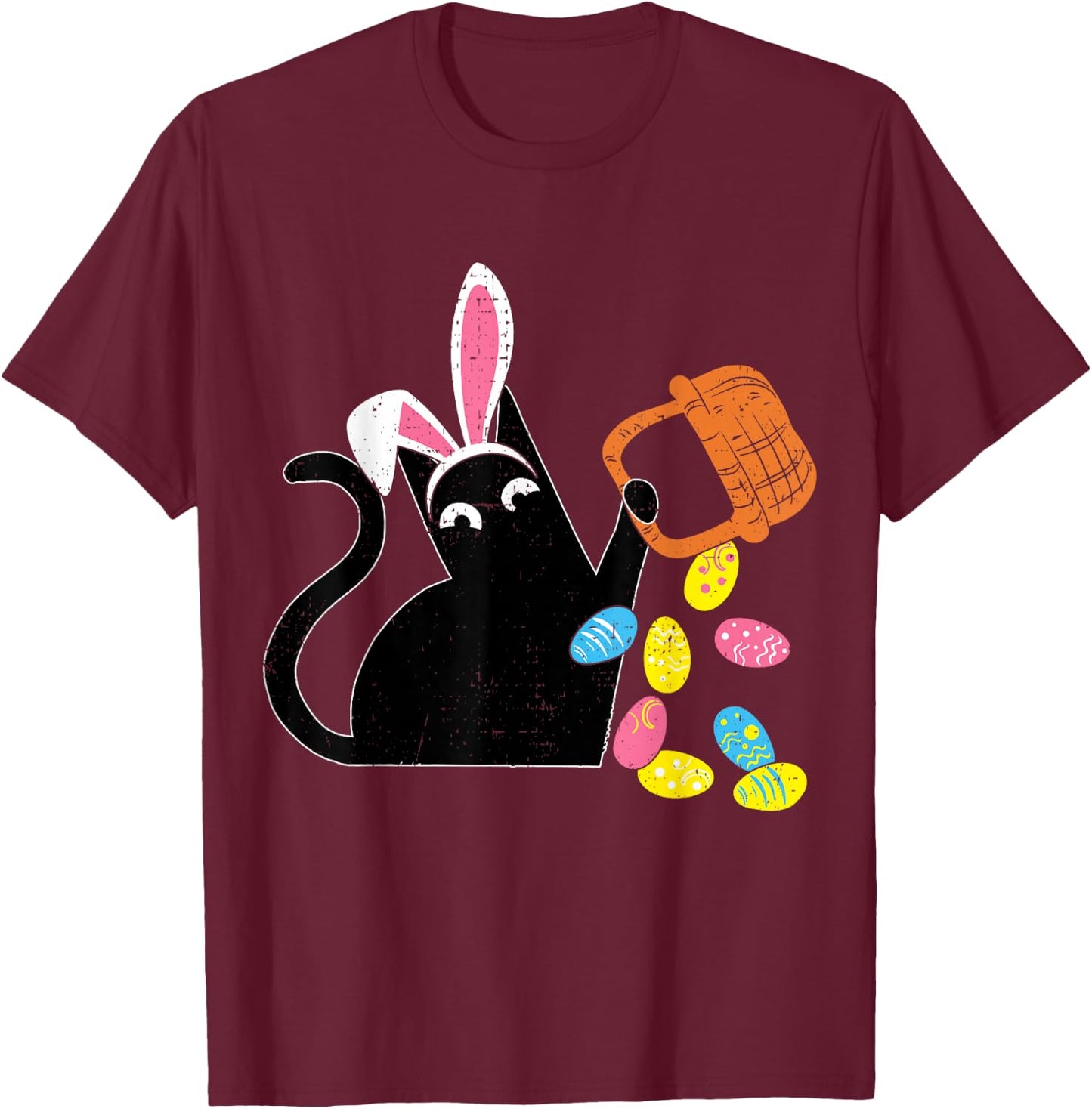 Cat Easter Bunny Easter Rabbit T-Shirt - T-Shirt | Maroon