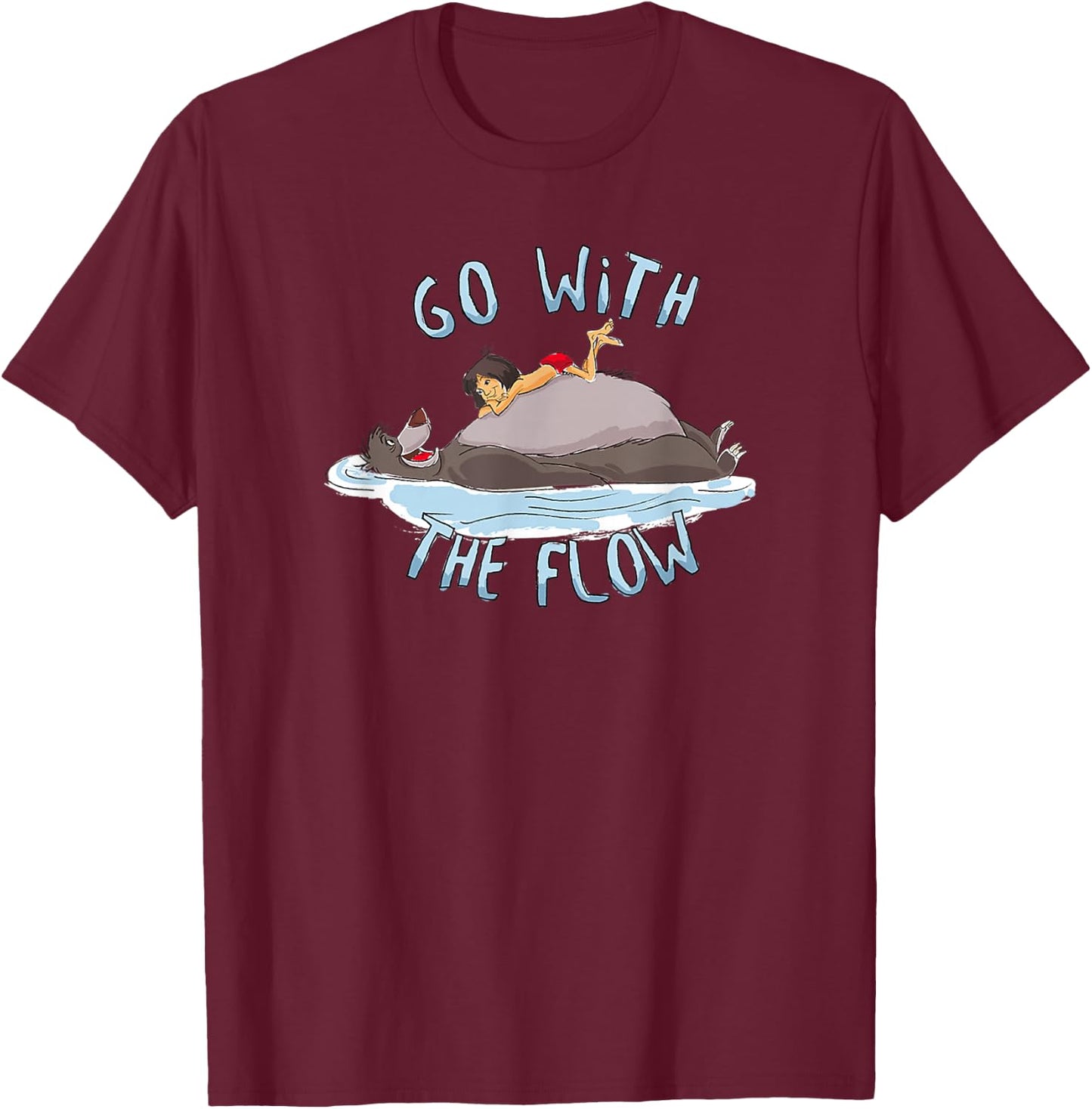 Disney The Jungle Book Mowgli & Baloo Go with The Flow T-Shirt - T-Shirt | Maroon