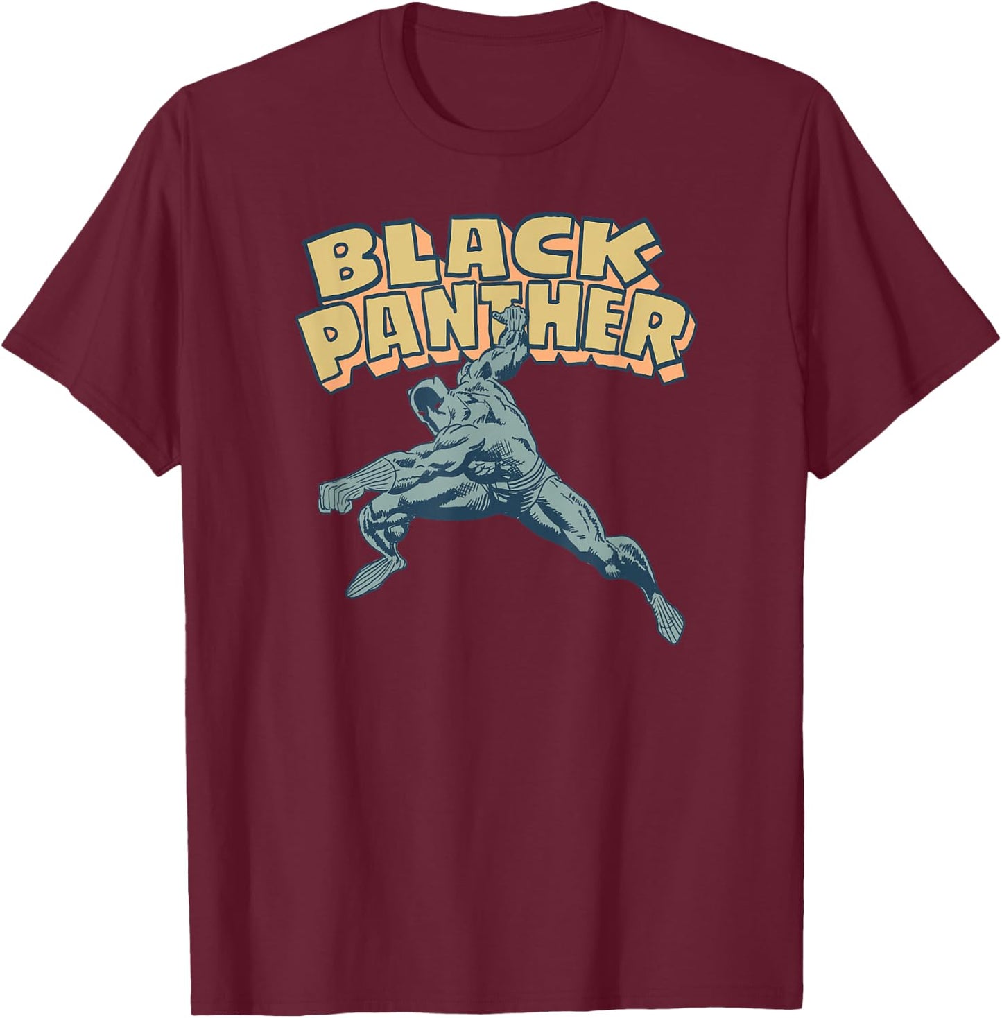 Amazon Essentials Men's MARVEL BLACK PANTHER COMIC POSE , Black, Small T-Shirt - T-Shirt | Maroon
