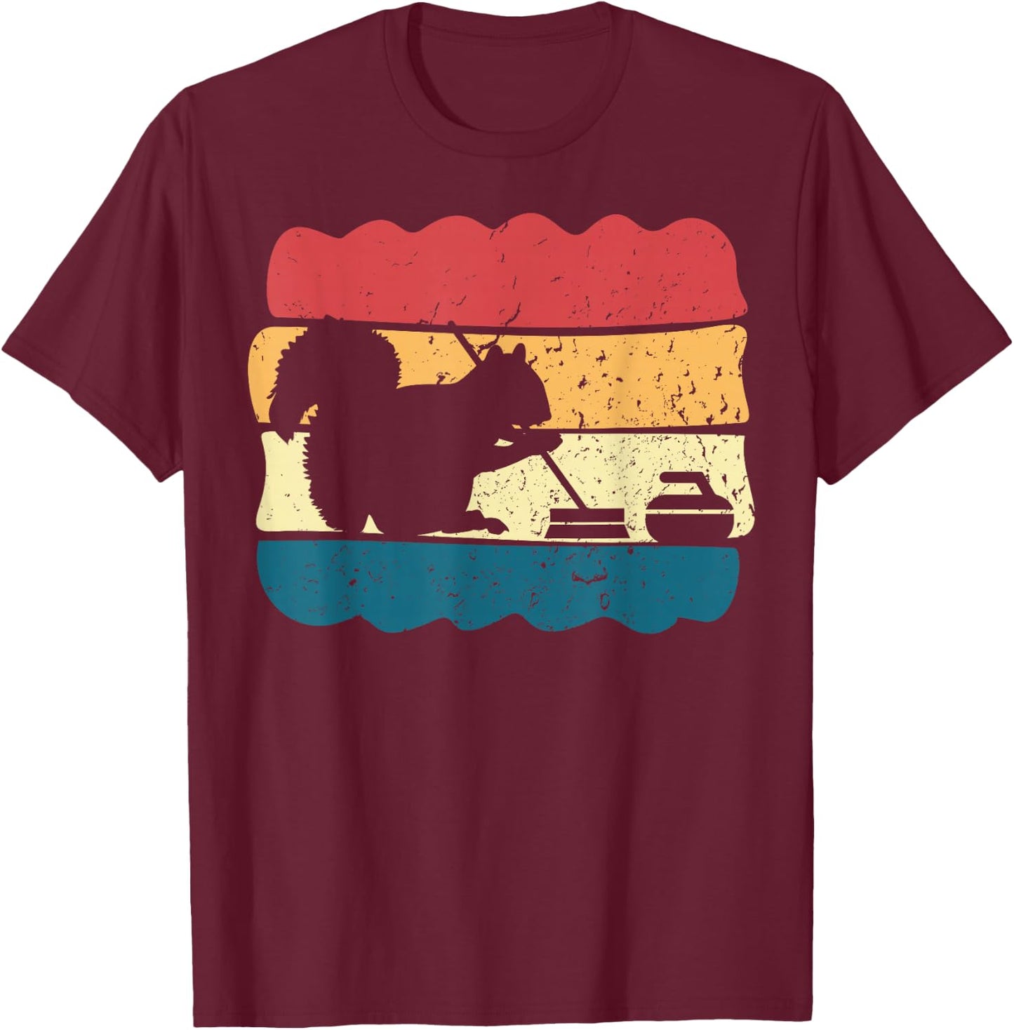 Curling Player Curler Sport Lover Curling Stone Squirrel T-Shirt - T-Shirt | Maroon