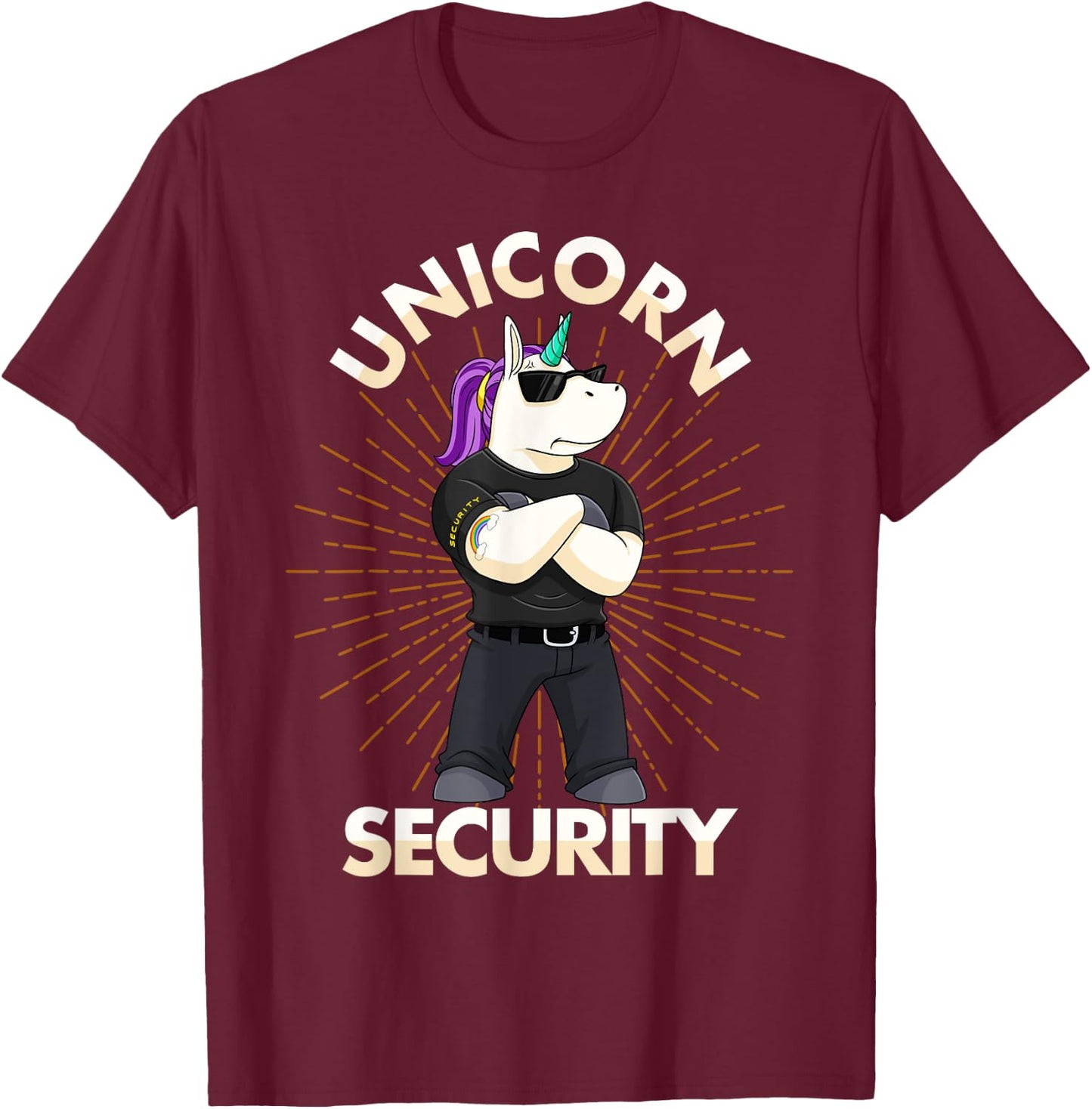 Unicorn Security Birthday Boys Dad Gift T-Shirt - T-Shirt | Maroon