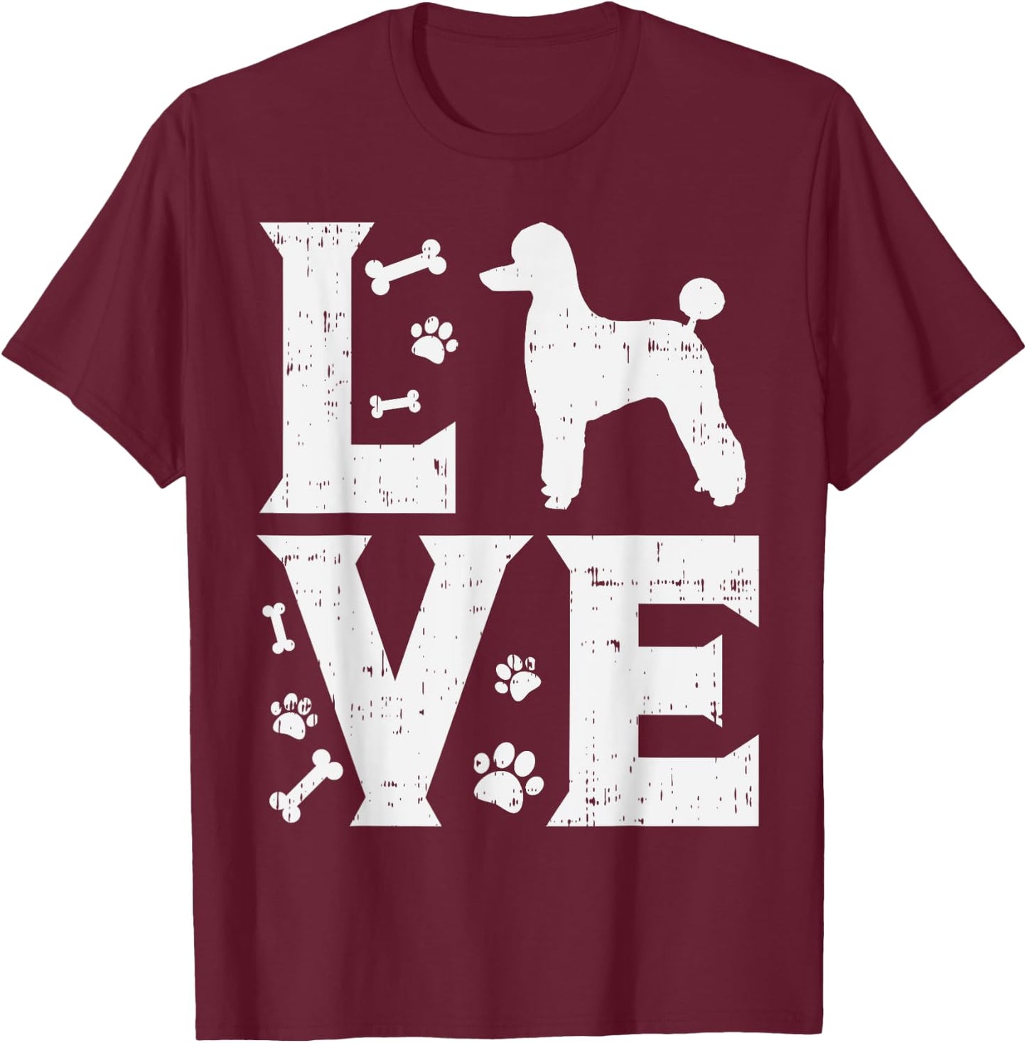 Love Poodle Standard Miniature Toy Pet Dog Lover Owner Gift Women Kids T-Shirt - T-Shirt | Maroon
