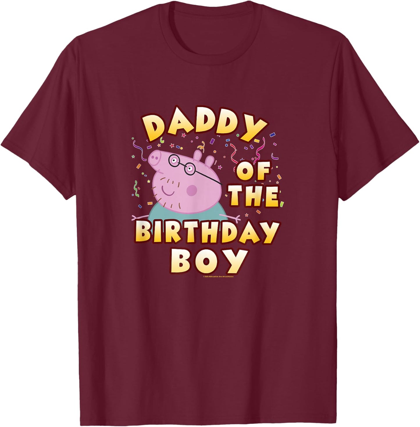 Peppa Pig Daddy of The Birthday Boy Confetti Logo T-Shirt - T-Shirt | Maroon